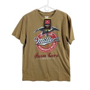 Miller High life Shirt Mens Medium Gold Beverage Milwaukee Beer Party College